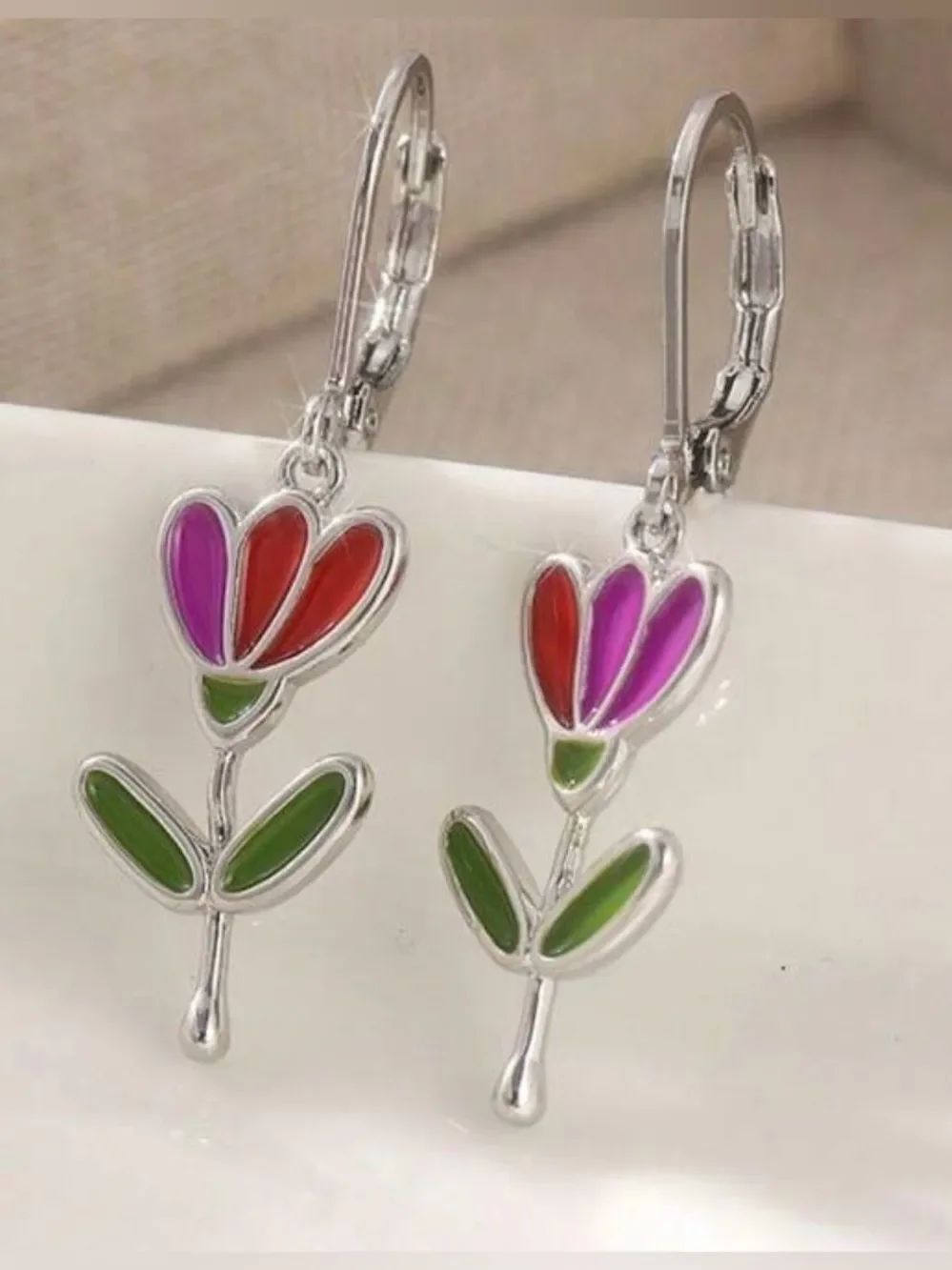 Colorful Flower hoop Earrings A2066